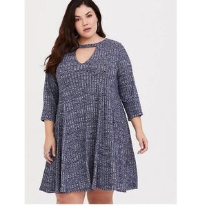 Torrid ribbed blue choker skater dress 1/1x